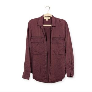 Cloth & Stone Women's Burgundy Tencel Button Down Shirt Size S